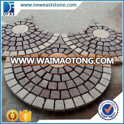 Red fan-shape net granite paving stone